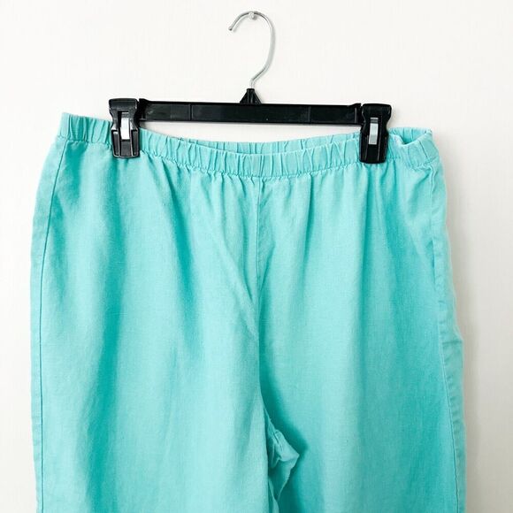 Hot Cotton Linen Outfit Set Blouse Crop Pants Blue Lagenlook Size XL Artsy - Picture 9 of 14